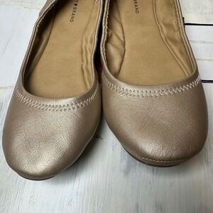 Lucky Brand Womens Emmie Ballet Flats Metallic Champagne Gold Leather 9M